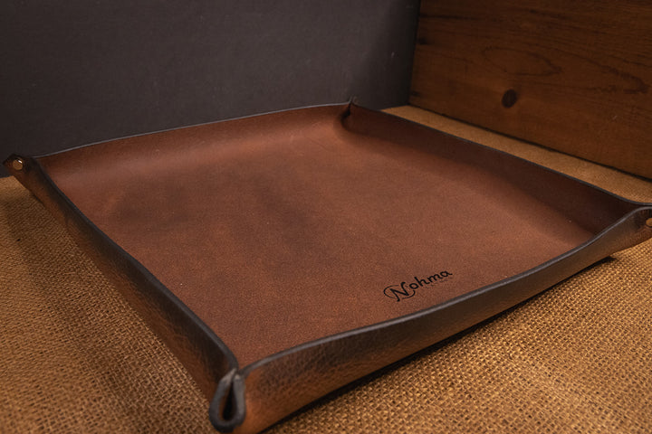Premium USA-Made Leather Square Trays - Perfect Desk Organizer