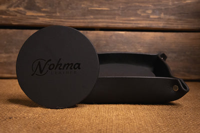 Black Round Leather Coaster Set with Tray