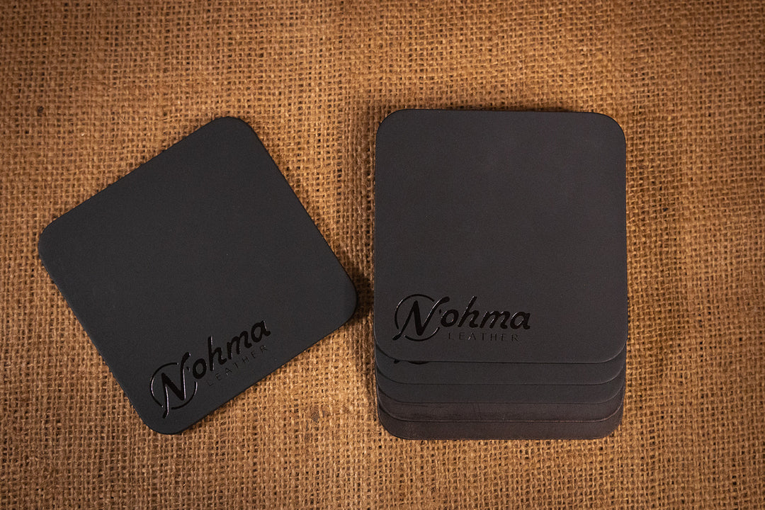 Black Square Leather Coaster Set 