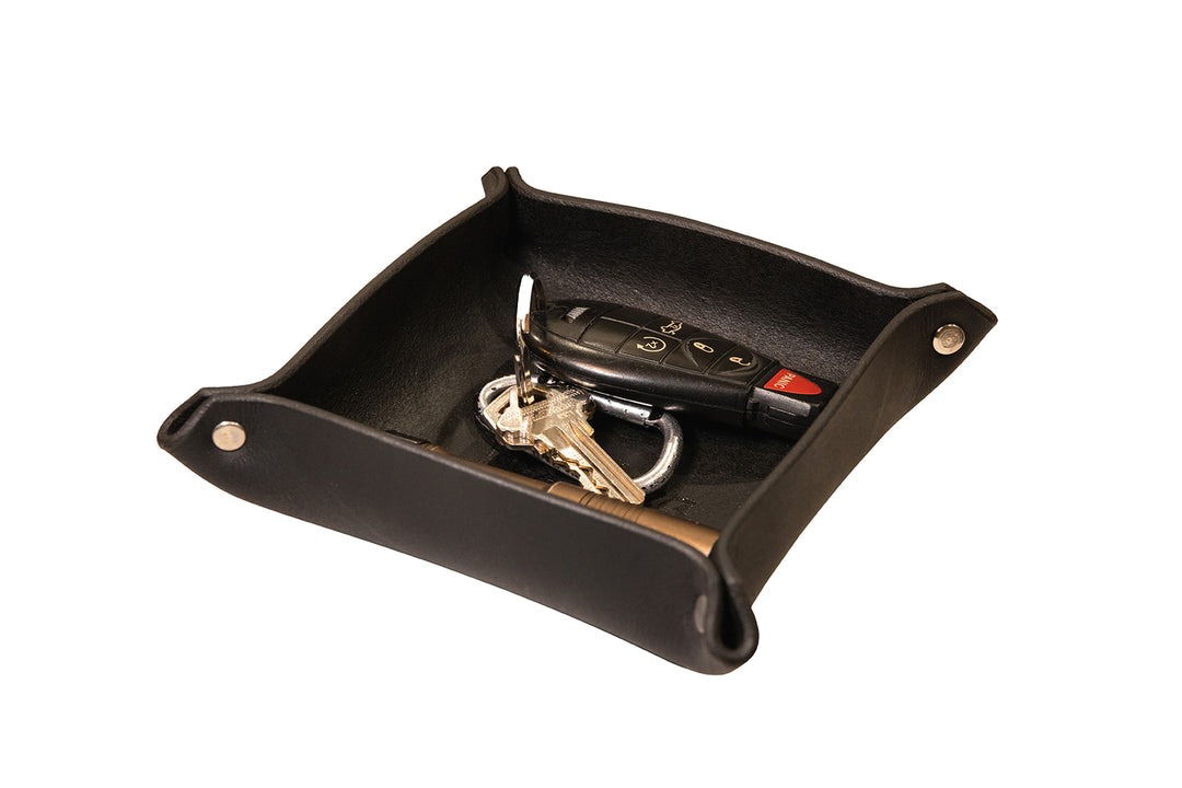 Premium USA-Made Leather Square Trays - Perfect Desk Organizer