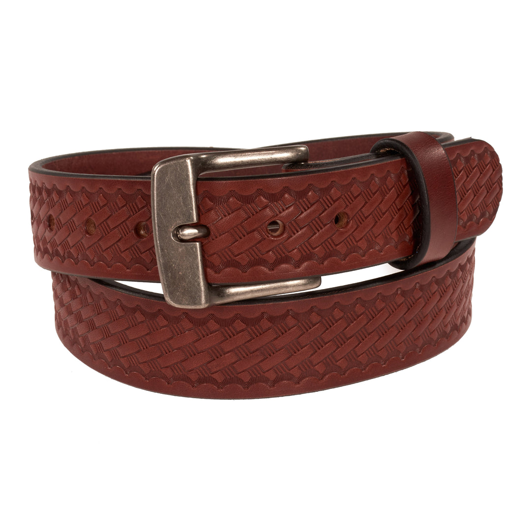 THE FRONTIER HD SERIES - BASKETWEAVE LEATHER BELT – ANTIQUE SILVER – 1.5”