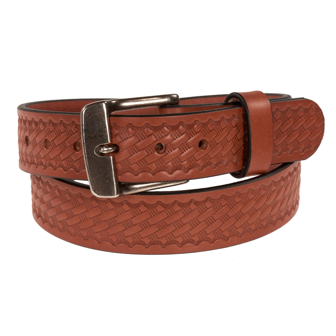 THE FRONTIER HD SERIES - BASKETWEAVE LEATHER BELT – ANTIQUE SILVER – 1.5”
