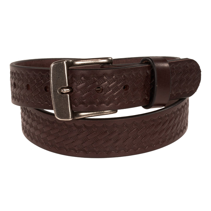 THE FRONTIER HD SERIES - BASKETWEAVE LEATHER BELT – ANTIQUE SILVER – 1.5”