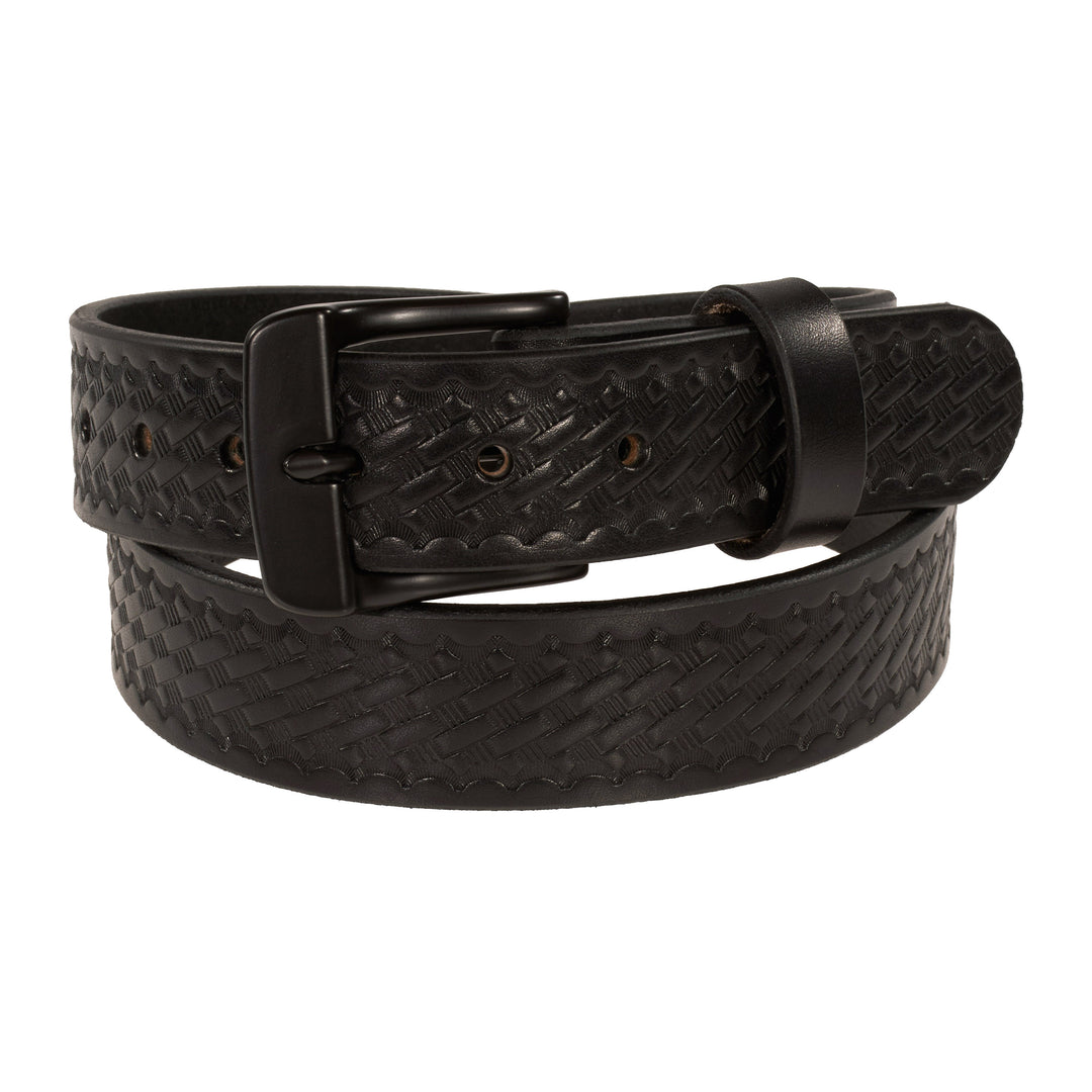 THE FRONTIER HD SERIES - BASKETWEAVE LEATHER BELT – BLACK – 1.5”
