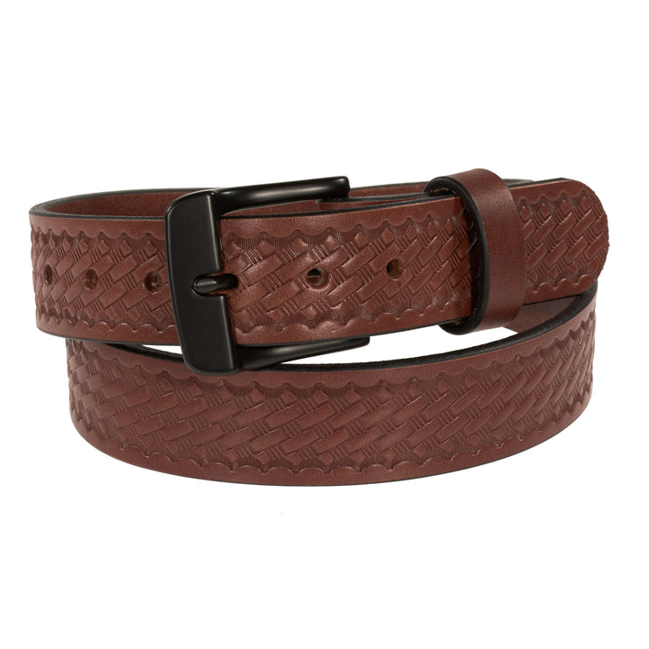 THE FRONTIER HD SERIES - BASKETWEAVE LEATHER BELT – BLACK – 1.5”