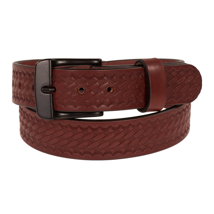 THE FRONTIER HD SERIES - BASKETWEAVE LEATHER BELT – BLACK – 1.5”