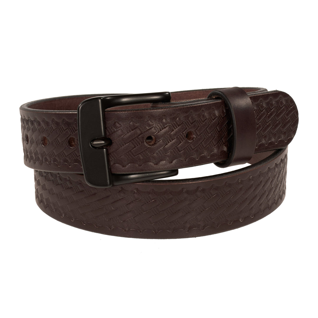 THE FRONTIER HD SERIES - BASKETWEAVE LEATHER BELT – BLACK – 1.5”
