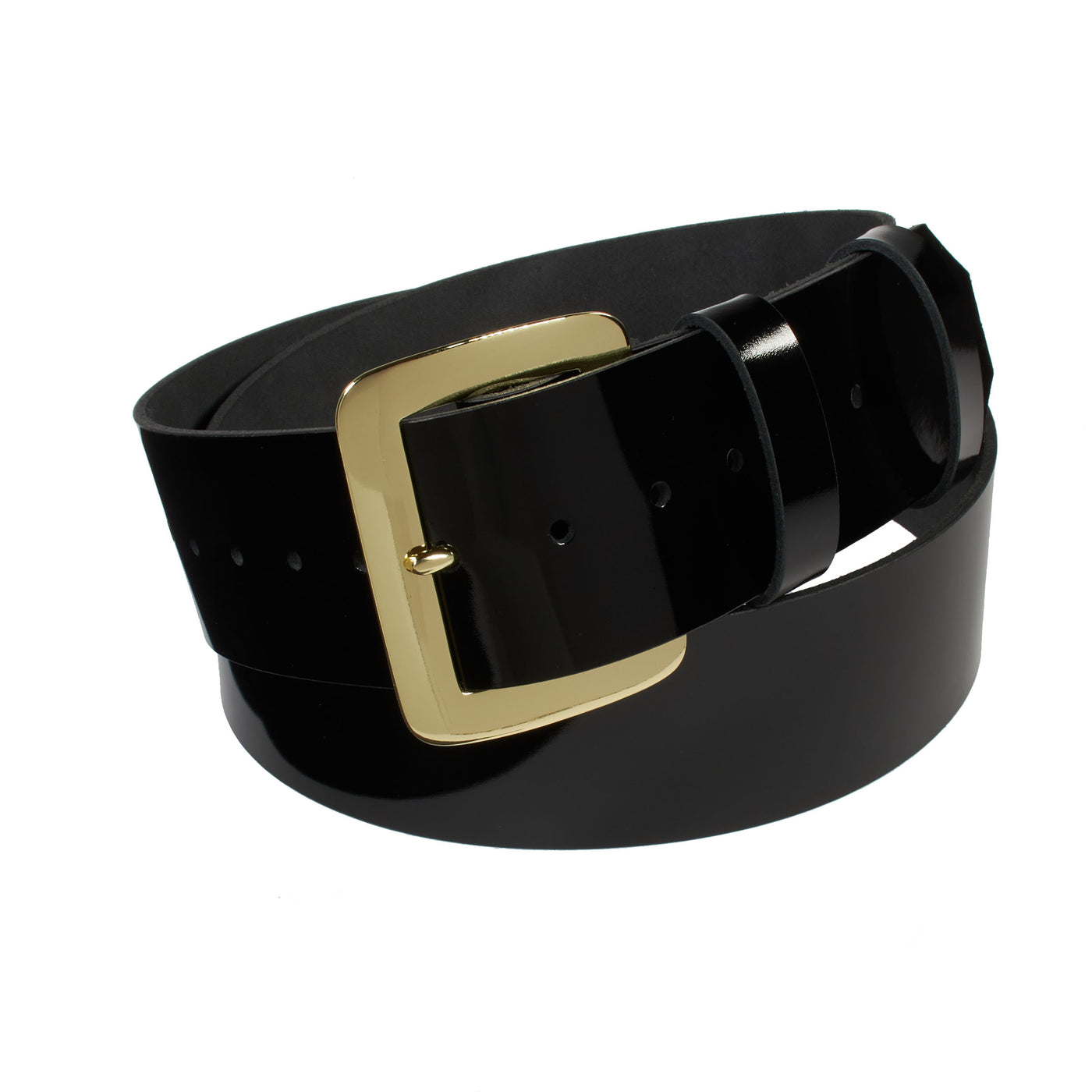 Santa Claus Belt, 2.5" Wide Patent Leather, Solid Brass Buckle