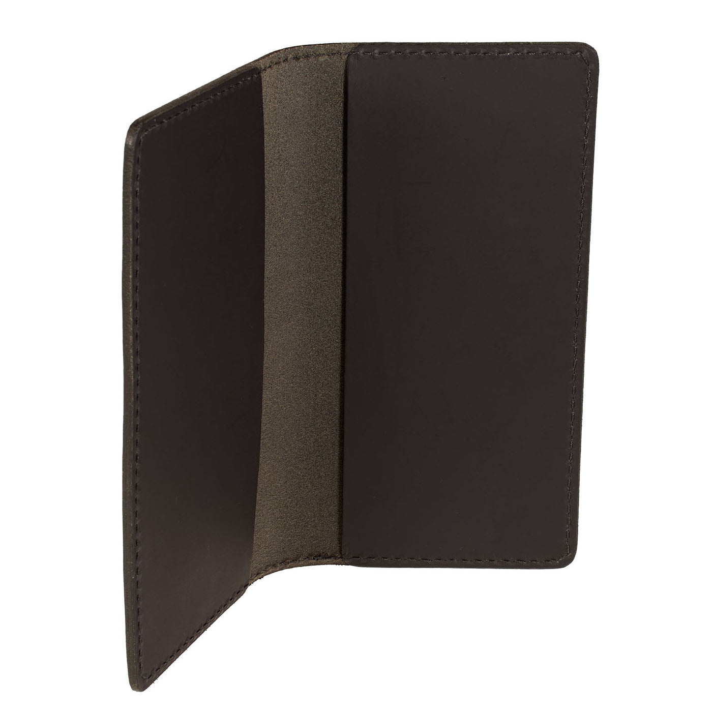 Black leather checkbook cover with white background