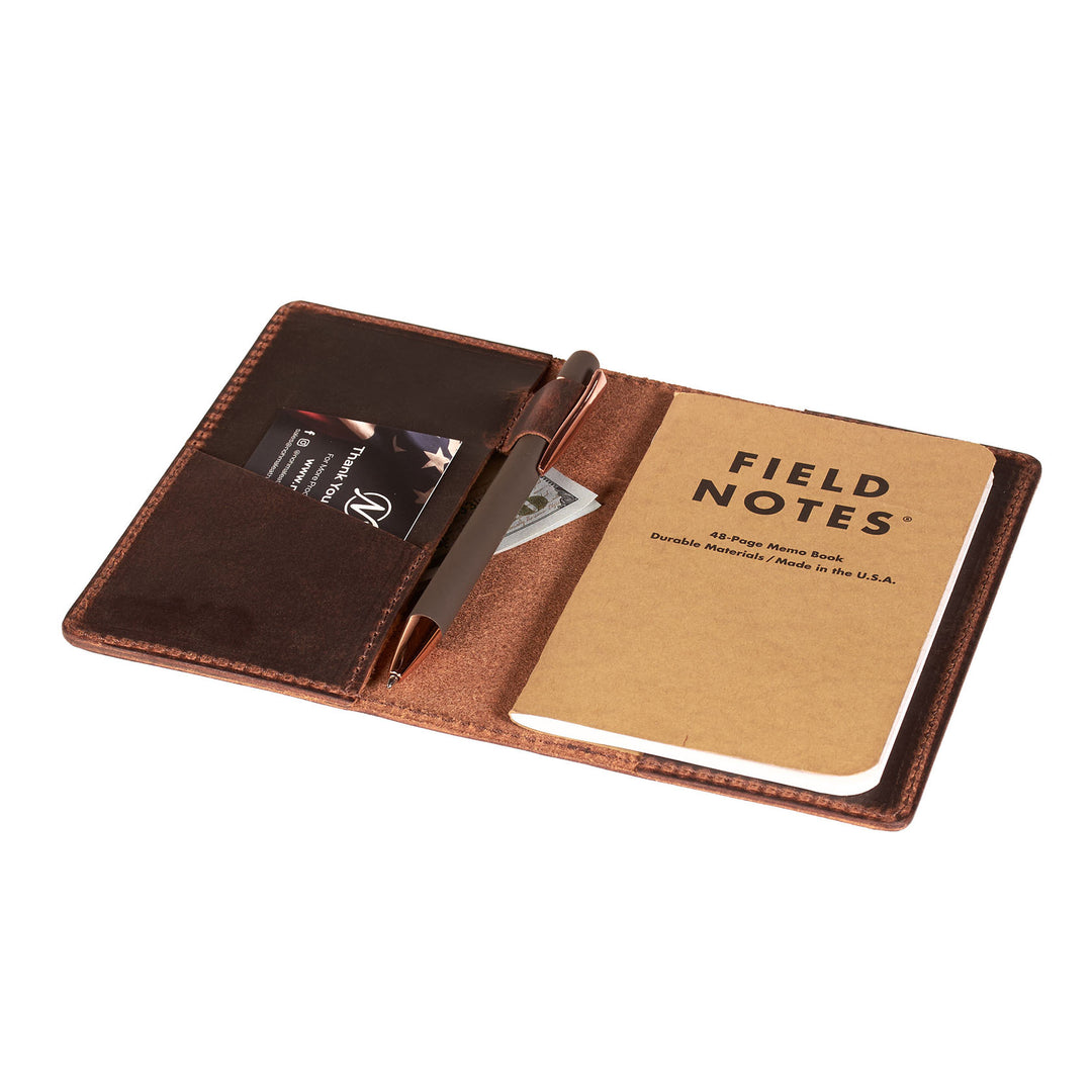 Leather Journal Cover – Fits Field Notes & Moleskine Cahier Pocket Notebooks (3.5" x 5.5")