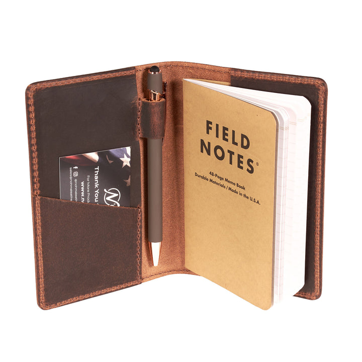 Leather Journal Cover – Fits Field Notes & Moleskine Cahier Pocket Notebooks (3.5" x 5.5")