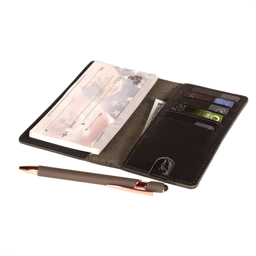 Leather Checkbook Cover - Classic Checkbook Wallet (Made in USA)