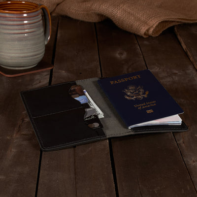 Leather Passport Cover – Handmade Travel Wallet - Fits Passports & Pocket Notebooks (3.5" x 5.5")