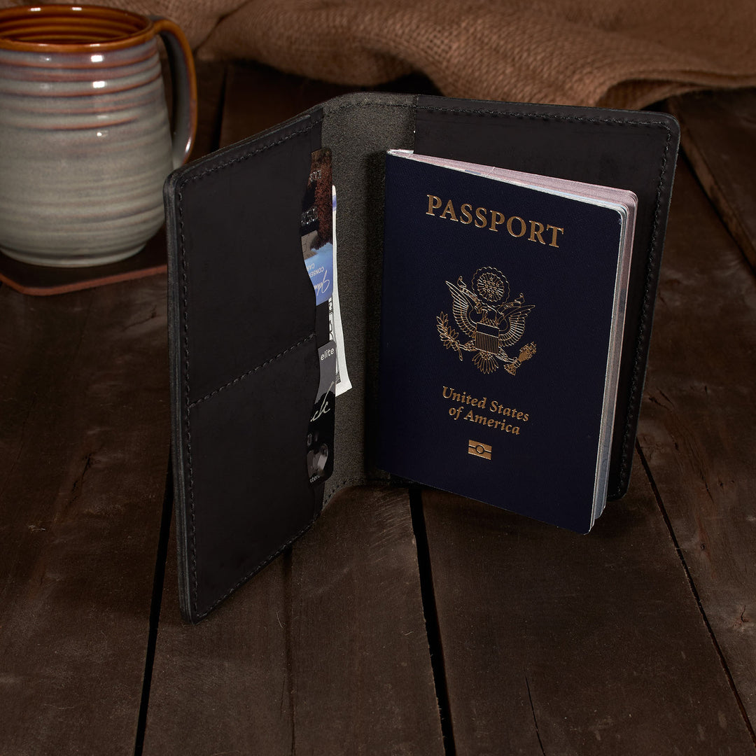Leather Passport Cover – Handmade Travel Wallet - Fits Passports & Pocket Notebooks (3.5" x 5.5")