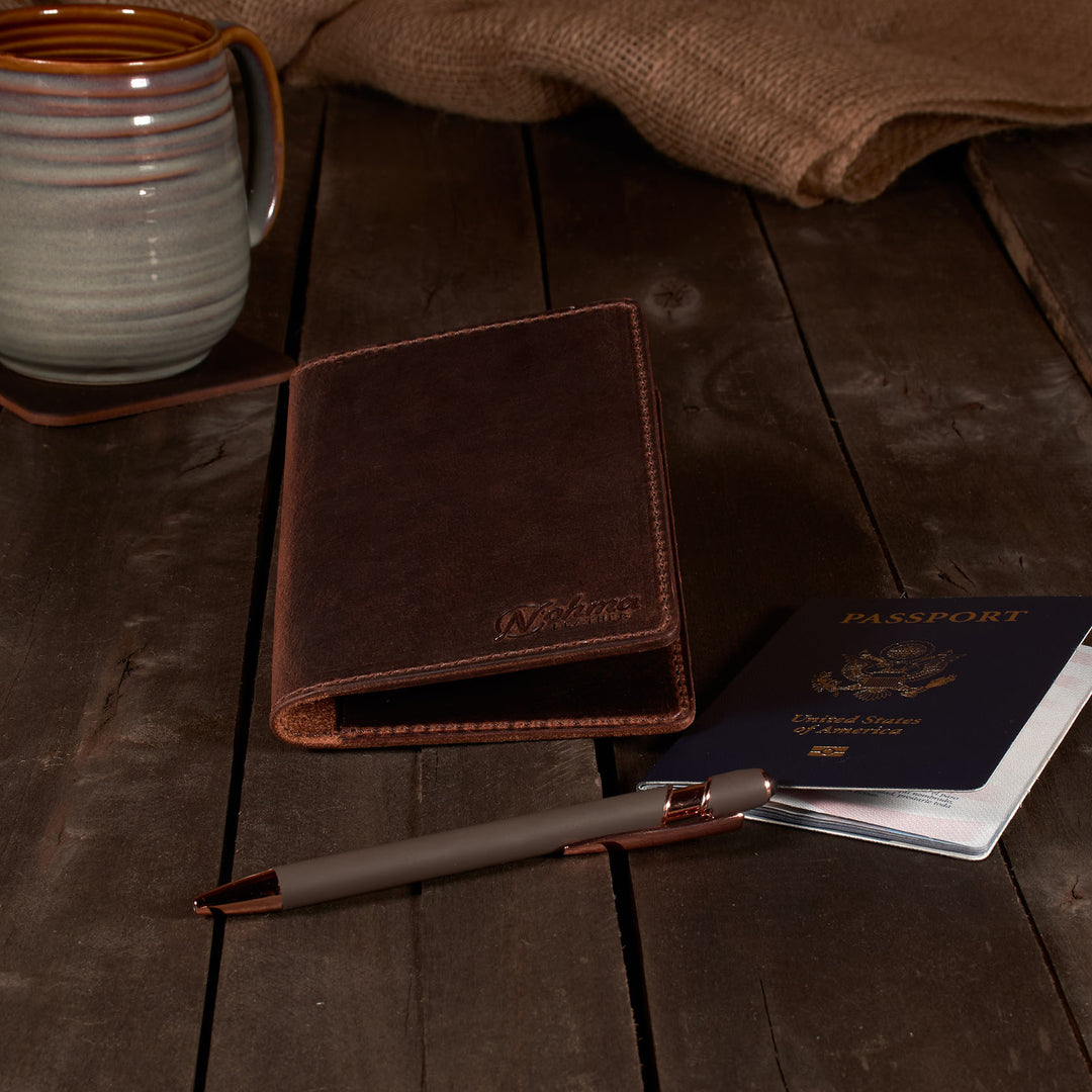 Leather Passport Cover – Handmade Travel Wallet - Fits Passports & Pocket Notebooks (3.5" x 5.5")