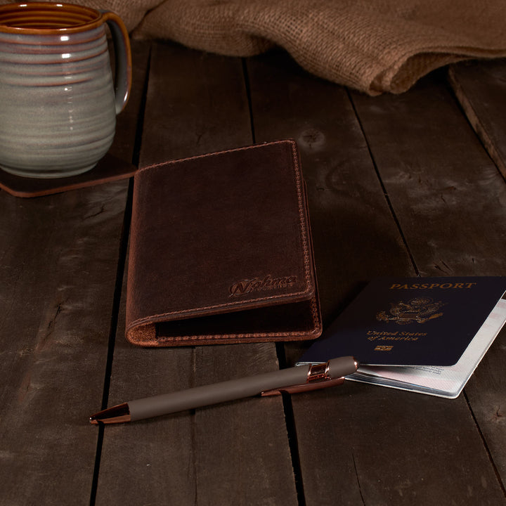 Leather Passport Cover – Handmade Travel Wallet - Fits Passports & Pocket Notebooks (3.5" x 5.5")