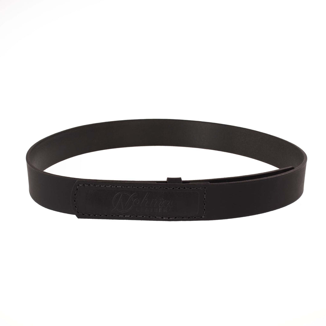 Black belt with a brand logo on a white background