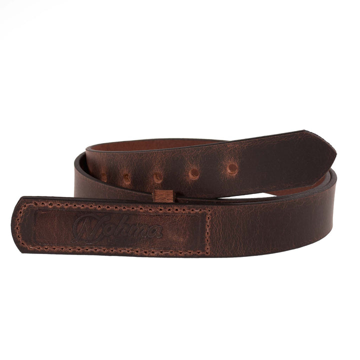 Brown Mechanics leather belt on a white background