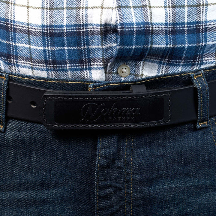 Black leather belt with &