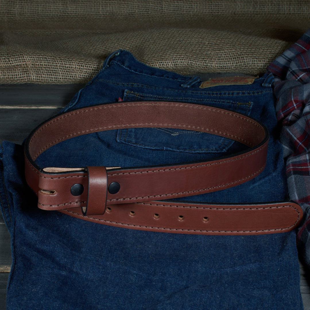 THE NO BUCKLE BELT HD SERIES - LEATHER BELT BLANK– 1.5” Accent Stitched