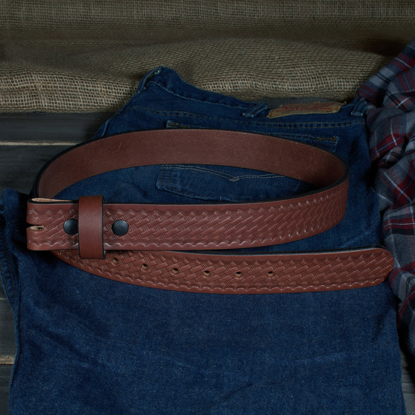 THE NO BUCKLE BELT HD SERIES - LEATHER BELT BLANK– 1.5” Basketweave