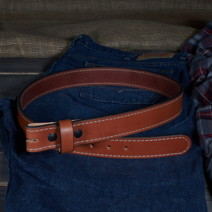 THE NO BUCKLE BELT HD SERIES - LEATHER BELT BLANK– 1.5” Accent Stitched