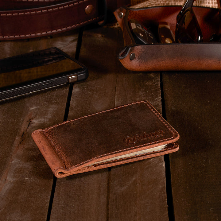 The Lincoln – Slim Minimalist Leather Bifold Wallet with Money Clip