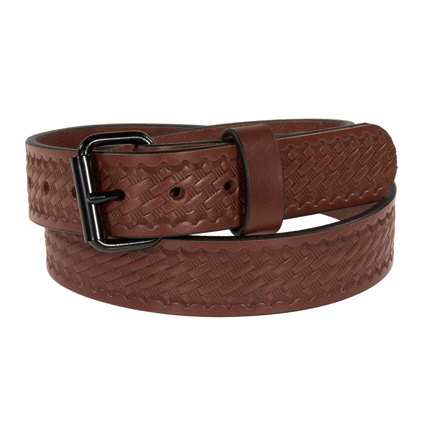 THE OUTFITTER HD SERIES - BASKETWEAVE LEATHER BELT – BLACK – 1.5”