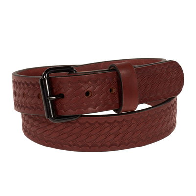 THE OUTFITTER HD SERIES - BASKETWEAVE LEATHER BELT – BLACK – 1.5”