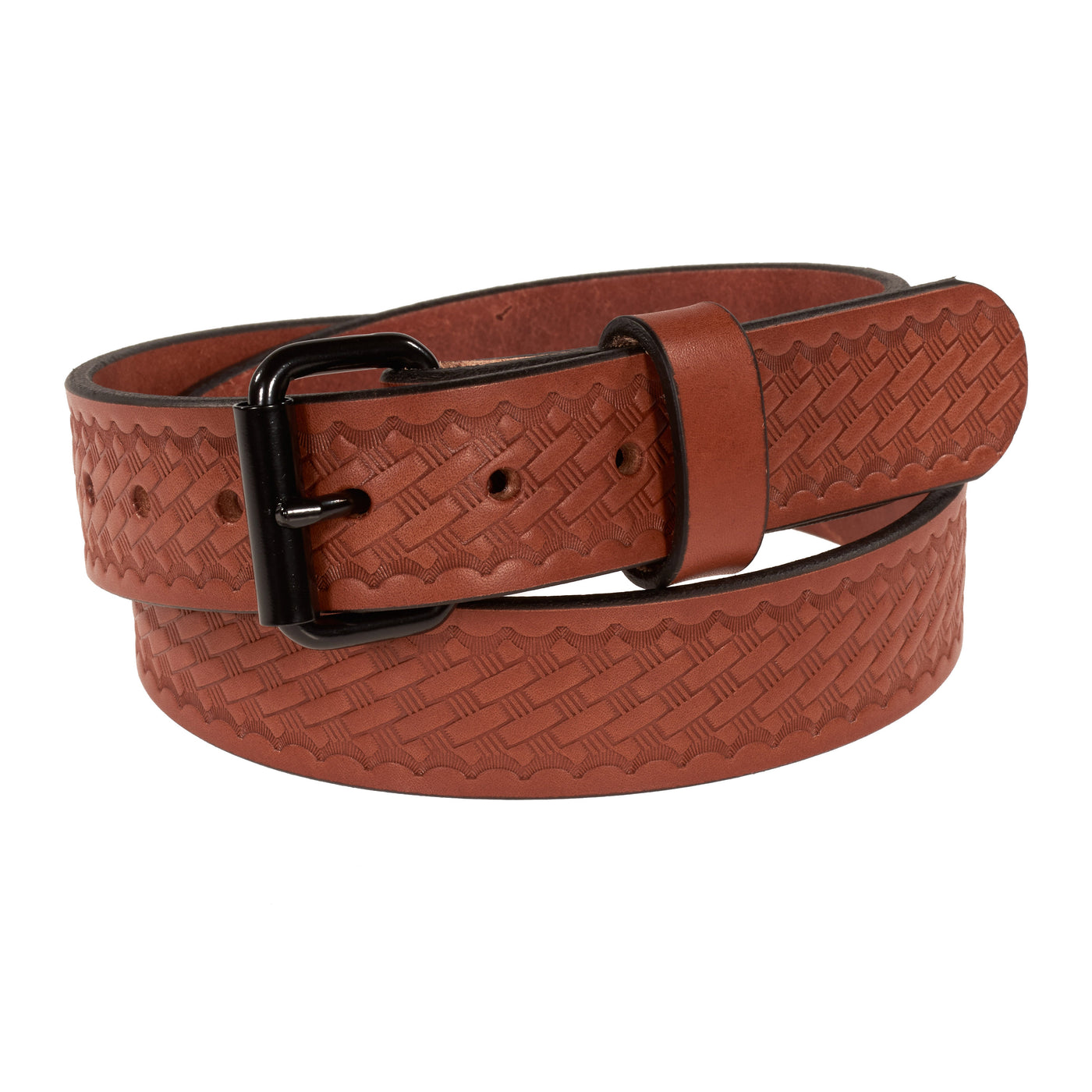 THE OUTFITTER HD SERIES - BASKETWEAVE LEATHER BELT – BLACK – 1.5”