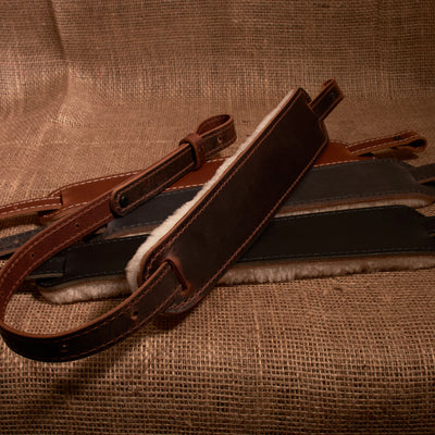 BF500SW Buffalo Leather Padded Rifle Sling - Sheep Wool Comfort Pad