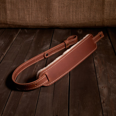 BF500SW Buffalo Leather Padded Rifle Sling - Sheep Wool Comfort Pad