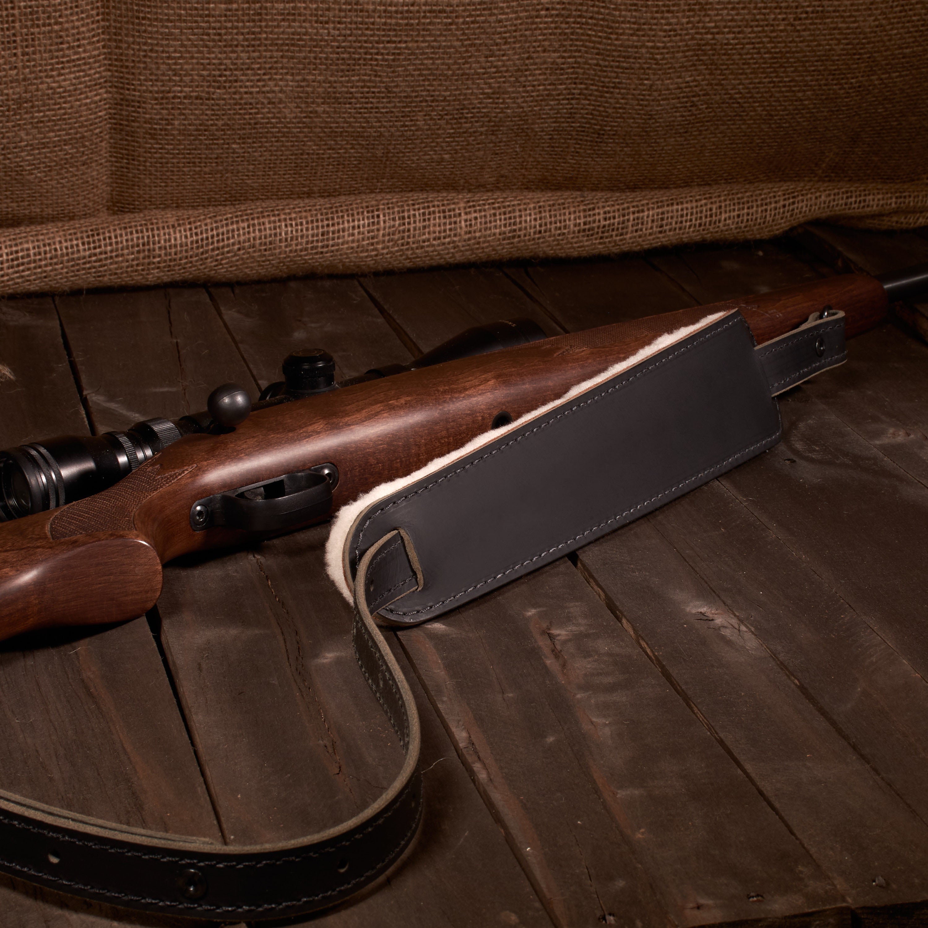 BF500SW Buffalo Leather Padded Rifle Sling - Sheep Wool Comfort