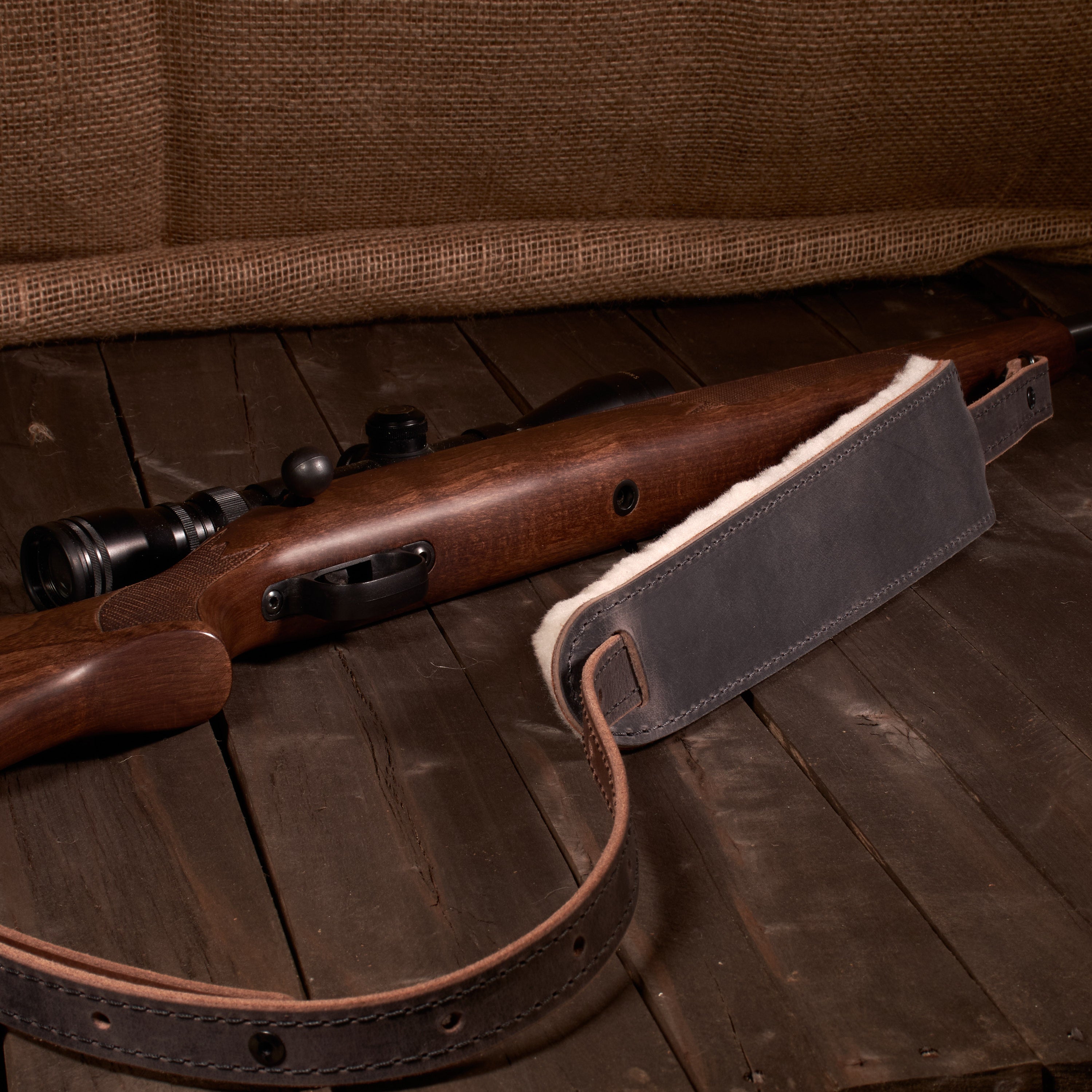 BF500SW Buffalo Leather Padded Rifle Sling - Sheep Wool Comfort