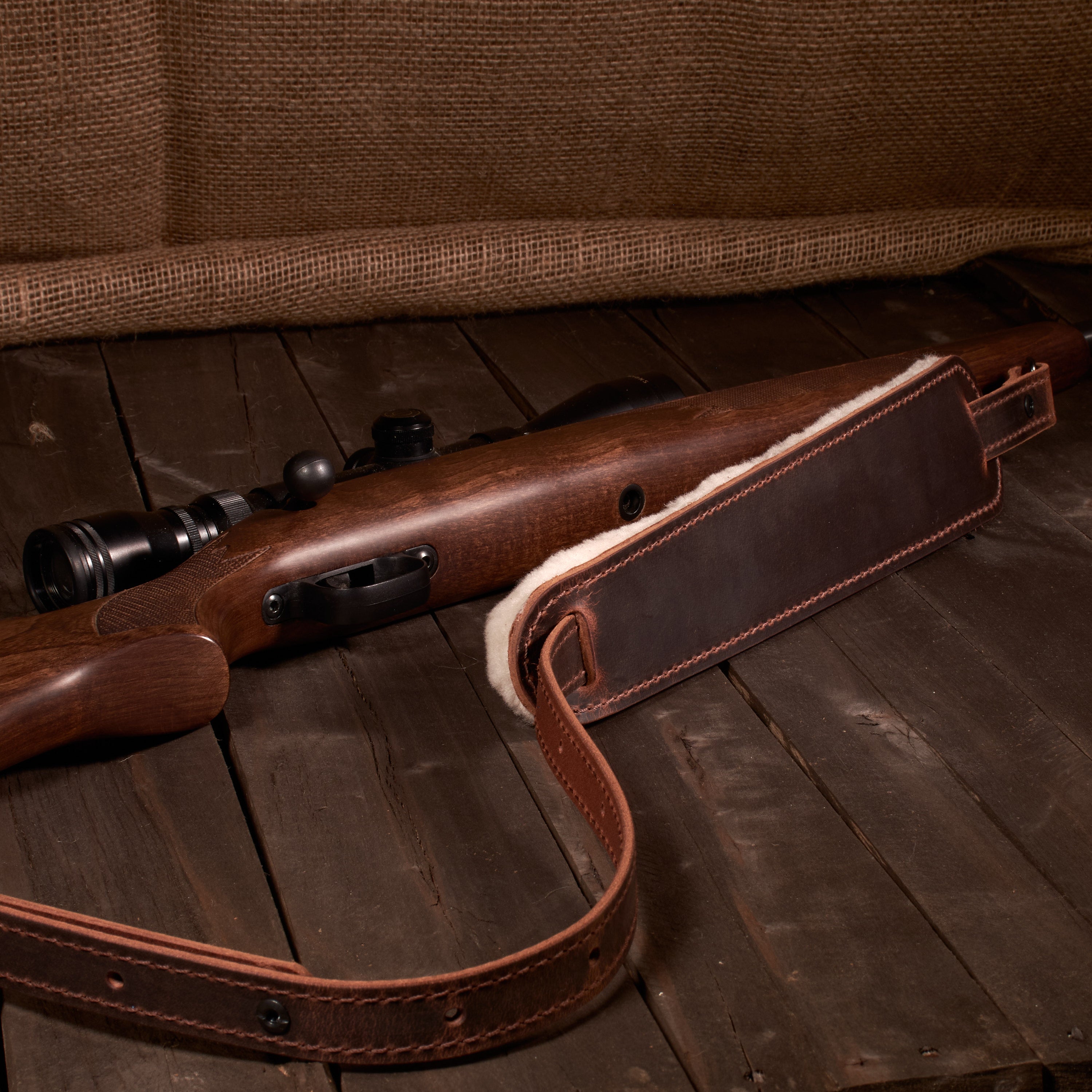 BF500SW Buffalo Leather Padded Rifle Sling - Sheep Wool Comfort