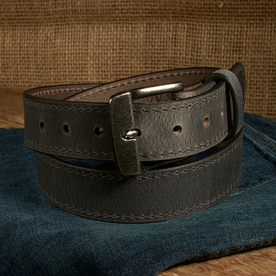 Frontier Premium Leather Belt - Antique Silver