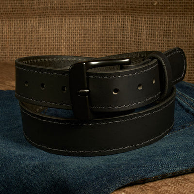 Frontier Premium Leather Belt - Black Buckle