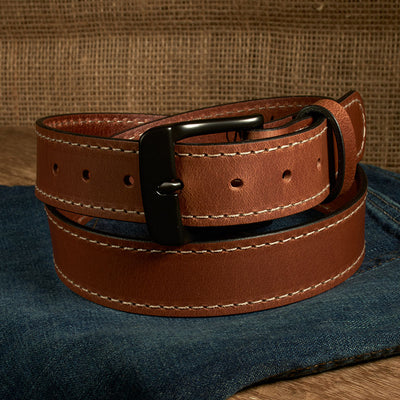 Frontier Premium Leather Belt - Black Buckle