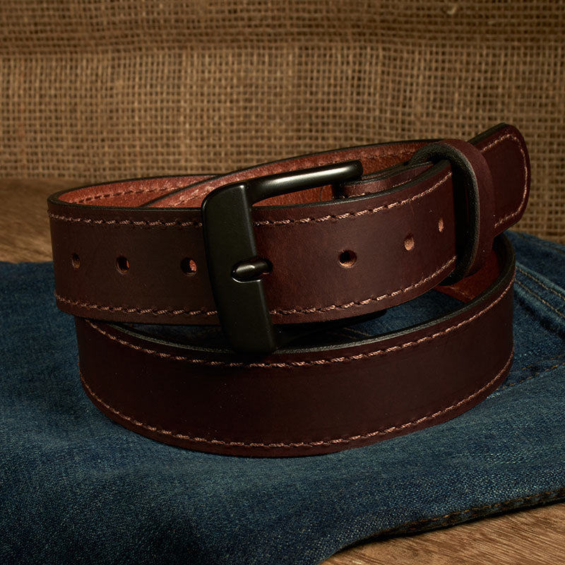 Frontier Premium Leather Belt - Black Buckle