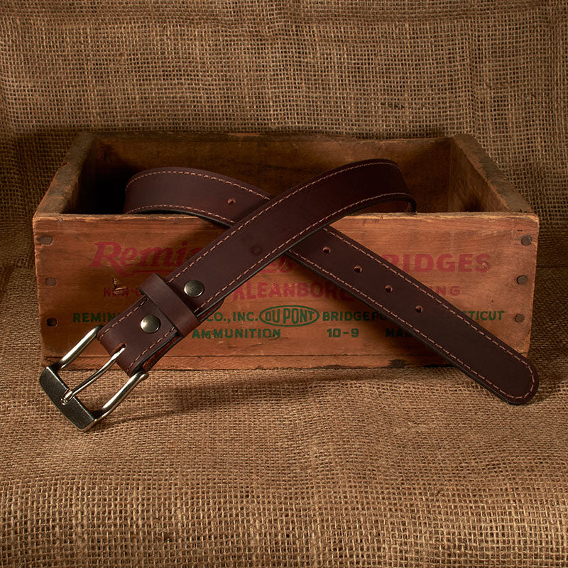 Frontier Premium Leather Belt - Antique Silver