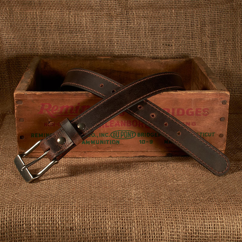 Frontier Premium Leather Belt - Antique Silver