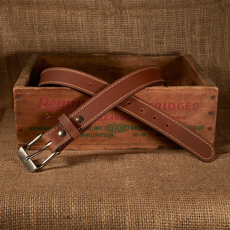 Frontier Premium Leather Belt - Antique Silver