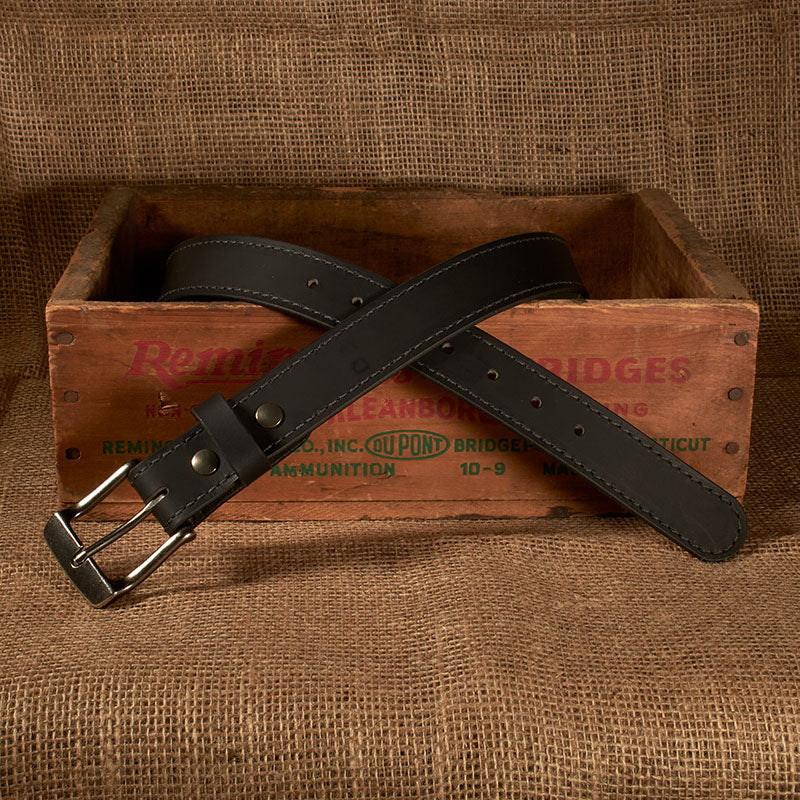 Frontier Premium Leather Belt - Antique Silver