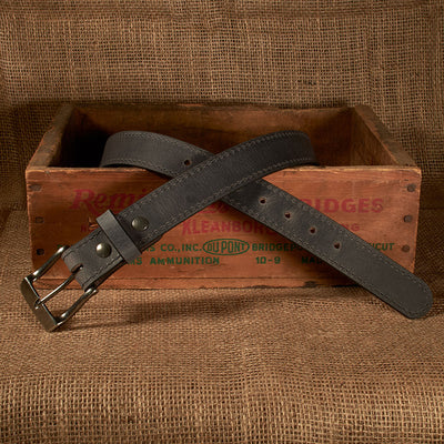 Frontier Premium Leather Belt - Antique Silver