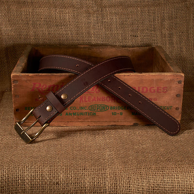 Frontier Premium Leather Belt - Antique Brass