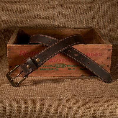 Frontier Premium Leather Belt - Antique Brass