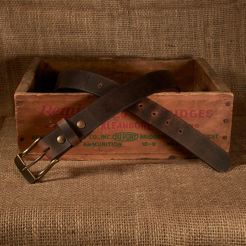 Frontier Premium Leather Belt - Antique Brass