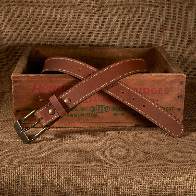 Frontier Premium Leather Belt - Antique Brass