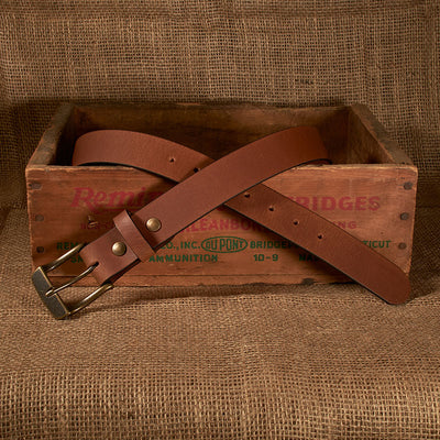 Frontier Premium Leather Belt - Antique Brass