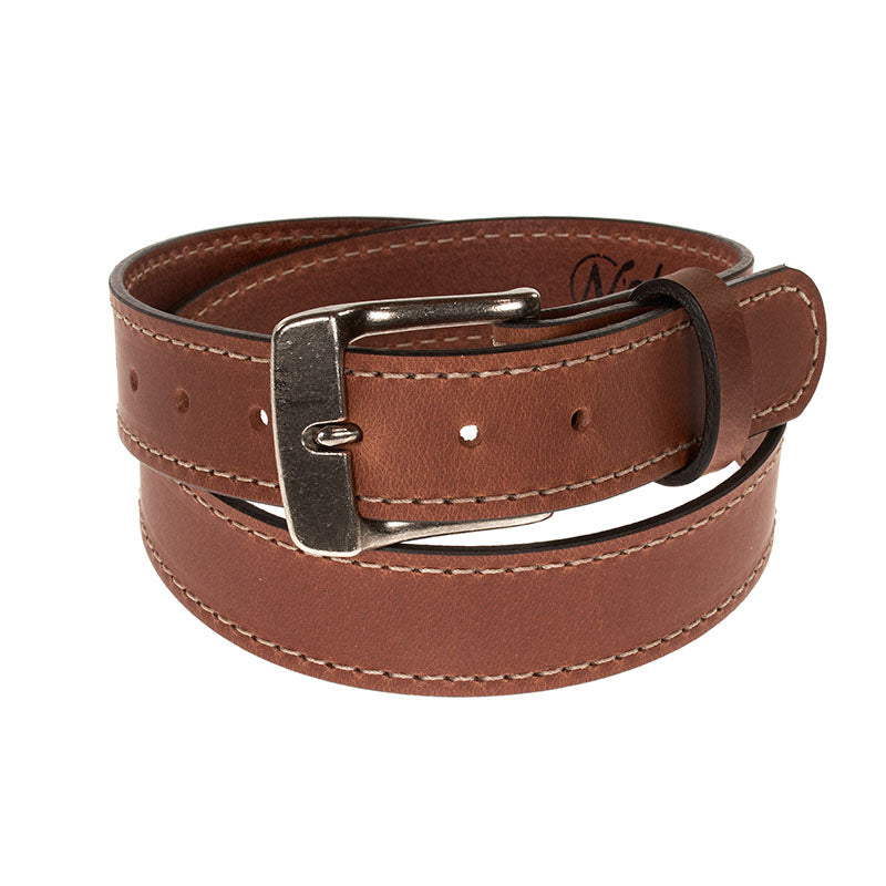 Frontier Premium Leather Belt - Antique Silver